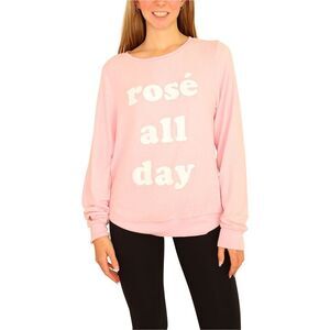 Dream Scene Womens Cotton Rose All Day Sweatshirt, Pink, NWT